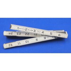 Vintage White Defiance Wooden Folding Carpenters Extension Ruler 72"